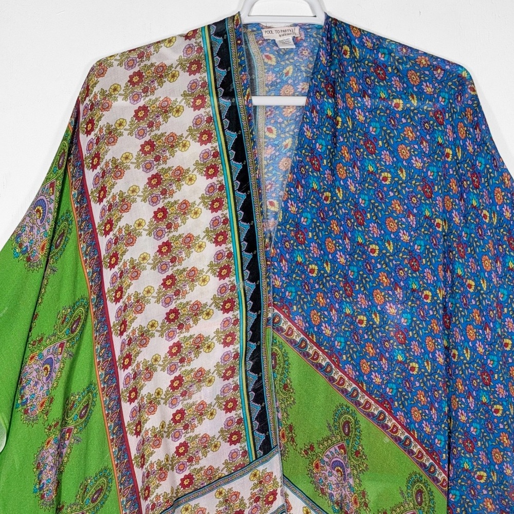 Pool to Party Subtle Luxury Kimono Wrap Paisley Floral Patchwork Modal One Size